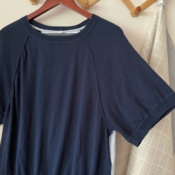 Anthropologie  Moth Navy Colorblock Hi Low Knit Sweater - Picture 4 of 5